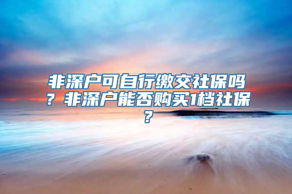 非深户可自行缴交社保吗？非深户能否购买1档社保？