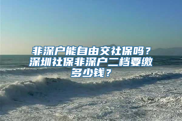 非深户能自由交社保吗？深圳社保非深户二档要缴多少钱？