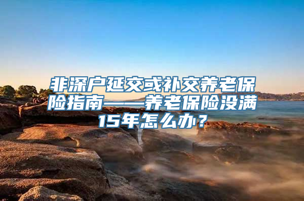 非深户延交或补交养老保险指南——养老保险没满15年怎么办？