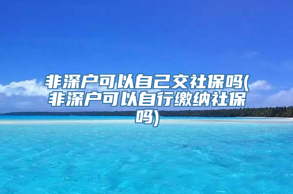 非深户可以自己交社保吗(非深户可以自行缴纳社保吗)