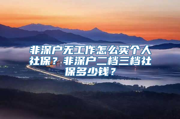 非深户无工作怎么买个人社保？非深户二档三档社保多少钱？