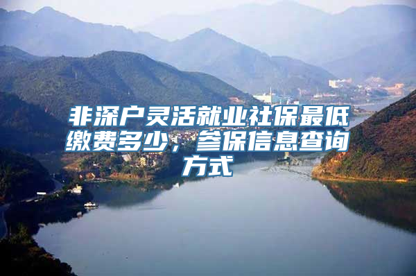 非深户灵活就业社保最低缴费多少，参保信息查询方式