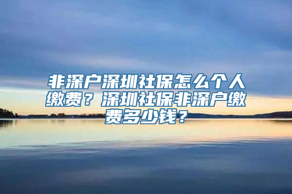 非深户深圳社保怎么个人缴费？深圳社保非深户缴费多少钱？