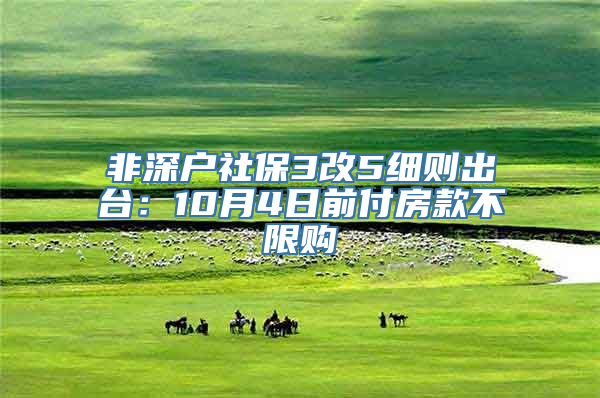 非深户社保3改5细则出台：10月4日前付房款不限购