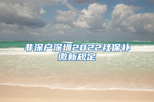 非深户深圳2022社保补缴新规定