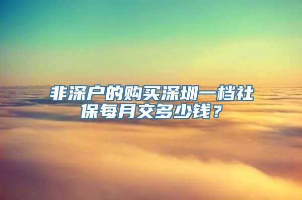 非深户的购买深圳一档社保每月交多少钱？