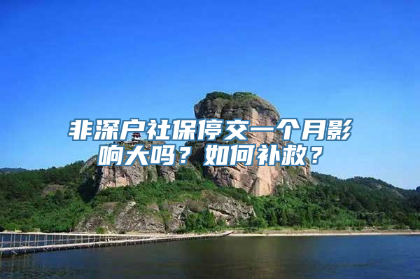 非深户社保停交一个月影响大吗？如何补救？