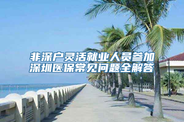 非深户灵活就业人员参加深圳医保常见问题全解答