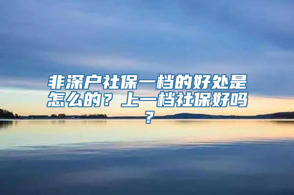 非深户社保一档的好处是怎么的？上一档社保好吗？