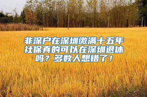 非深户在深圳缴满十五年社保真的可以在深圳退休吗？多数人想错了！