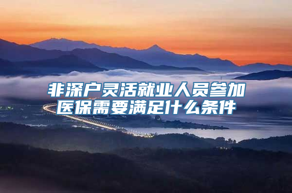 非深户灵活就业人员参加医保需要满足什么条件