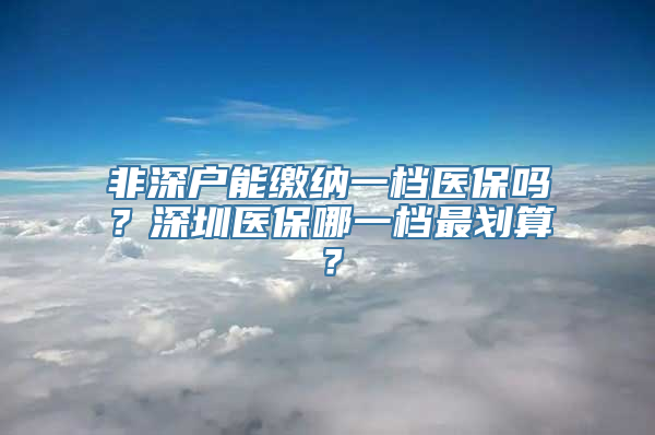 非深户能缴纳一档医保吗？深圳医保哪一档最划算？