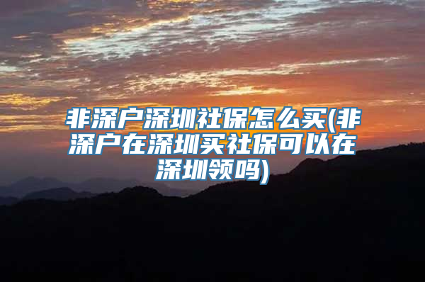 非深户深圳社保怎么买(非深户在深圳买社保可以在深圳领吗)