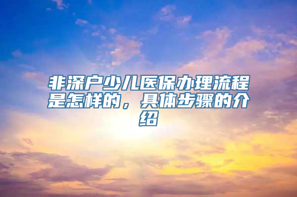 非深户少儿医保办理流程是怎样的，具体步骤的介绍