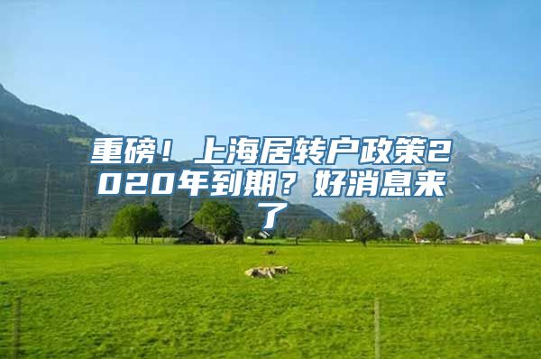 重磅！上海居转户政策2020年到期？好消息来了