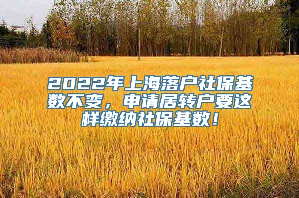 2022年上海落户社保基数不变，申请居转户要这样缴纳社保基数！