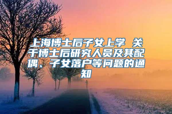 上海博士后子女上学 关于博士后研究人员及其配偶、子女落户等问题的通知