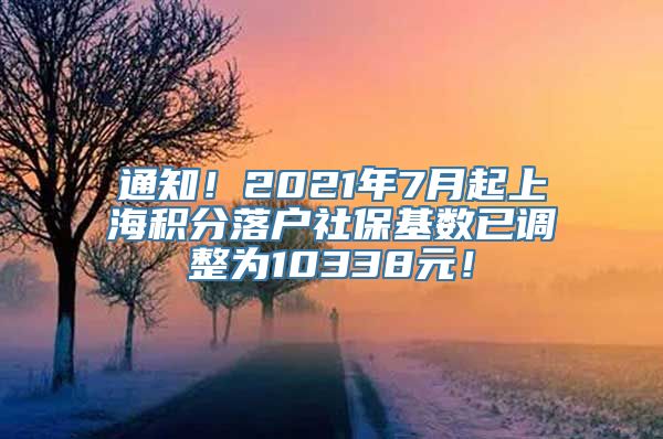 通知！2021年7月起上海积分落户社保基数已调整为10338元！