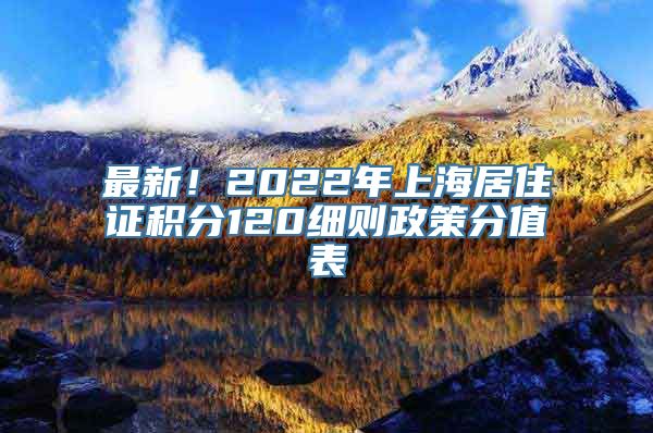 最新！2022年上海居住证积分120细则政策分值表