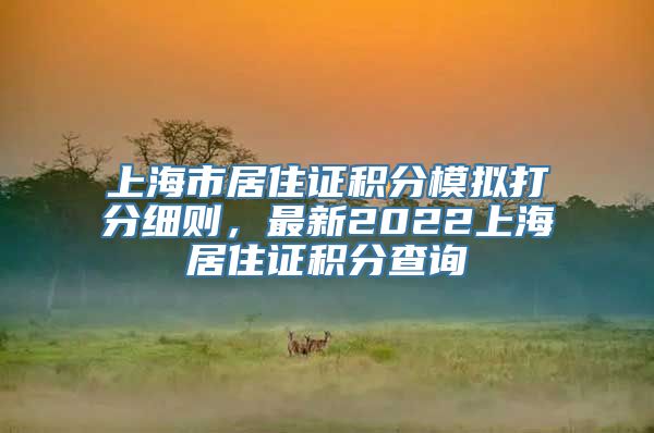 上海市居住证积分模拟打分细则，最新2022上海居住证积分查询