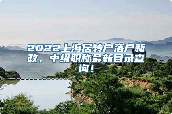 2022上海居转户落户新政，中级职称最新目录查询！