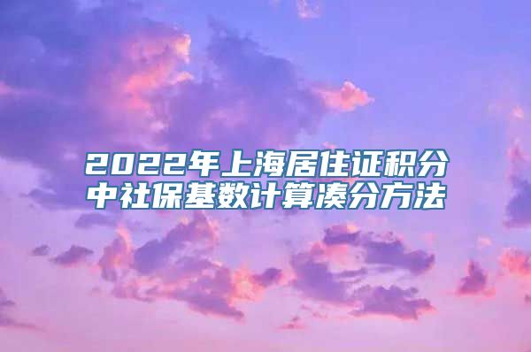 2022年上海居住证积分中社保基数计算凑分方法