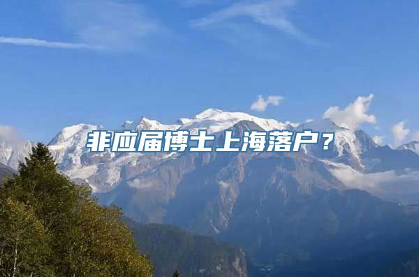 非应届博士上海落户？