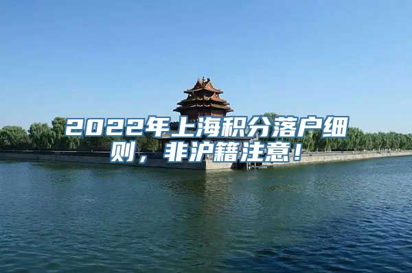 2022年上海积分落户细则，非沪籍注意！