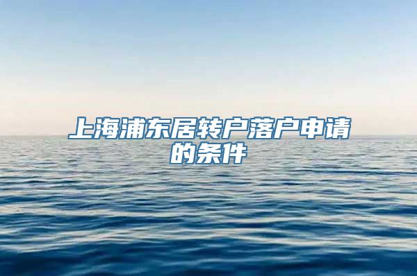 上海浦东居转户落户申请的条件