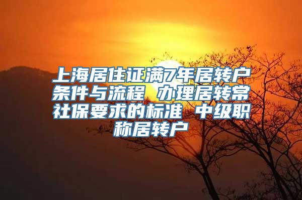 上海居住证满7年居转户条件与流程 办理居转常社保要求的标准 中级职称居转户