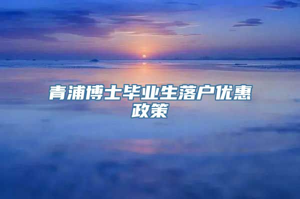 青浦博士毕业生落户优惠政策