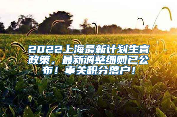 2022上海最新计划生育政策，最新调整细则已公布！事关积分落户！