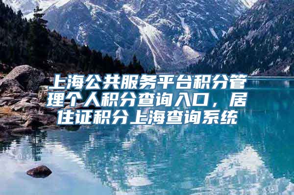 上海公共服务平台积分管理个人积分查询入口，居住证积分上海查询系统