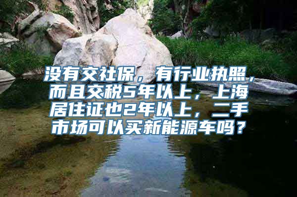 没有交社保，有行业执照，而且交税5年以上，上海居住证也2年以上，二手市场可以买新能源车吗？