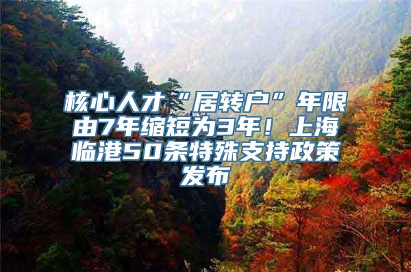 核心人才“居转户”年限由7年缩短为3年！上海临港50条特殊支持政策发布