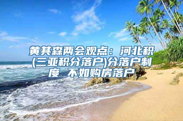 黄其森两会观点：河北积(三亚积分落户)分落户制度 不如购房落户