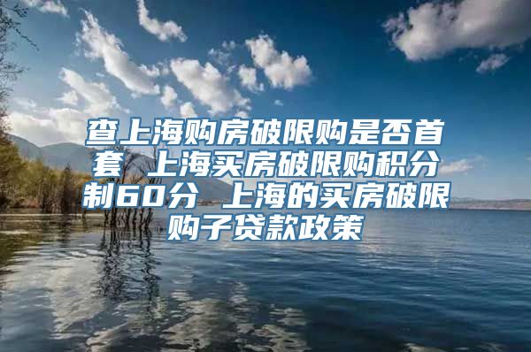 查上海购房破限购是否首套 上海买房破限购积分制60分 上海的买房破限购子贷款政策