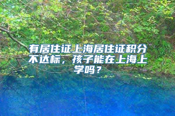 有居住证上海居住证积分不达标，孩子能在上海上学吗？