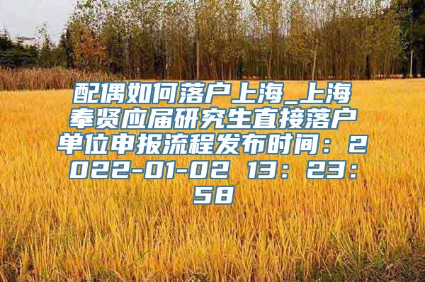 配偶如何落户上海_上海奉贤应届研究生直接落户单位申报流程发布时间：2022-01-02 13：23：58