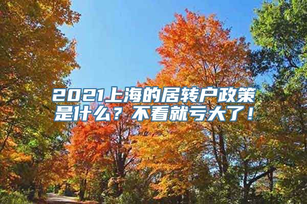 2021上海的居转户政策是什么？不看就亏大了！