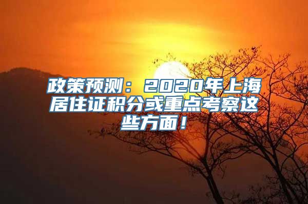 政策预测：2020年上海居住证积分或重点考察这些方面！