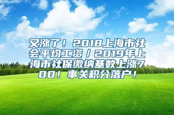 又涨了！2018上海市社会平均工资／2019年上海市社保缴纳基数上涨700！事关积分落户！