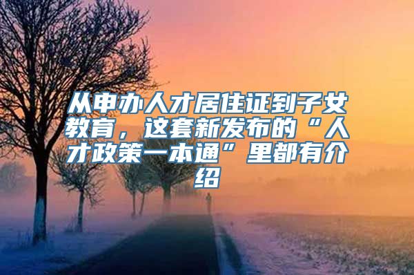 从申办人才居住证到子女教育，这套新发布的“人才政策一本通”里都有介绍