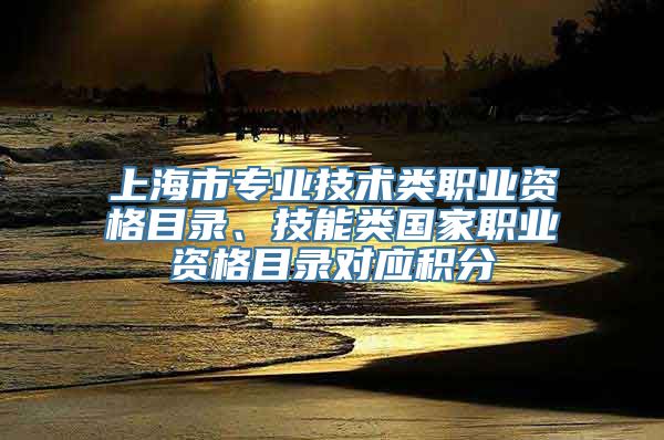 上海市专业技术类职业资格目录、技能类国家职业资格目录对应积分