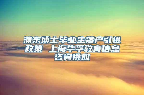 浦东博士毕业生落户引进政策 上海华孚教育信息咨询供应