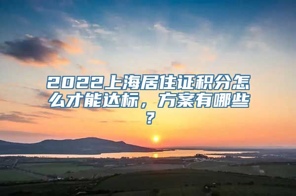 2022上海居住证积分怎么才能达标，方案有哪些？