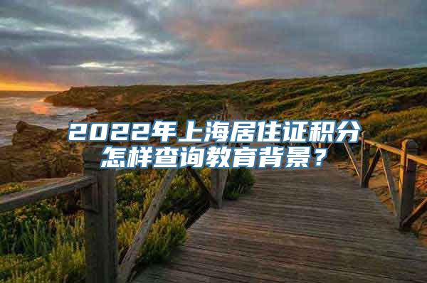 2022年上海居住证积分怎样查询教育背景？