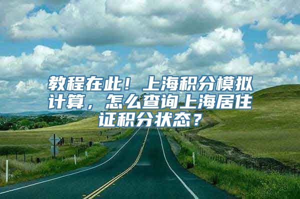 教程在此！上海积分模拟计算，怎么查询上海居住证积分状态？