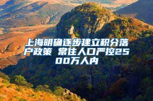 上海明确逐步建立积分落户政策 常住人口严控2500万人内