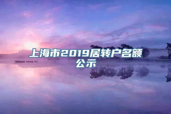 上海市2019居转户名额公示